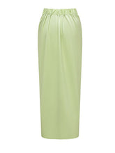 Load image into Gallery viewer, Mint Green Sequin Leaf Embroidered One Piece Bodysuit with Ruched Draped Sarong Maxi Skirt