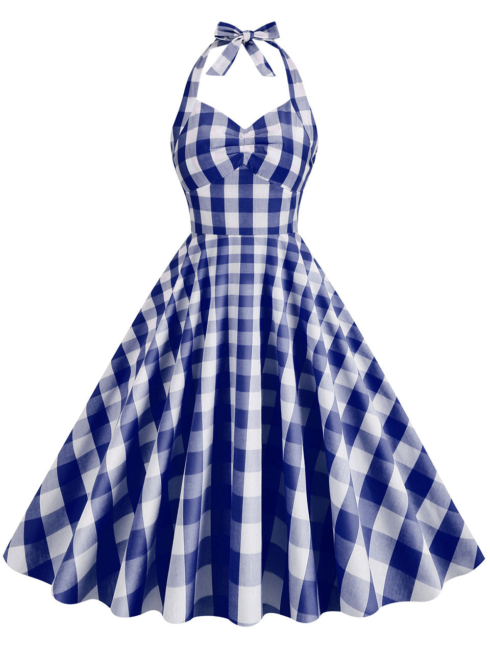 Pink And White Barbie Same Style Plaid Halter Classis Style 1950S Vintage Dress, Navy / M Pink And White Barbie Same Style Plaid Halter Classis Style 1950S Vintage Dress, Navy / M