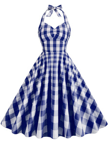 Pink And White Plaid Halter Classis Style 1950S Vintage Dress Set