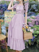 Load image into Gallery viewer, Purple Square Collar Butterfly Sleeve Vintage Fairy Dress