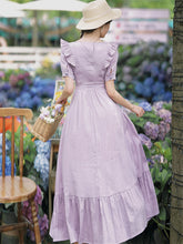 Load image into Gallery viewer, Purple Square Collar Butterfly Sleeve Vintage Fairy Dress