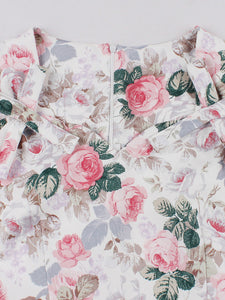 Sweet Rose Printed Cotton 1950s Vintage Swing Dress