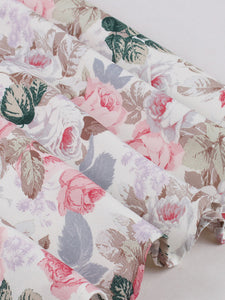 Sweet Rose Printed Cotton 1950s Vintage Swing Dress