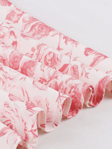 Sweet Rose Printed Cotton 1950s Vintage Swing Dress