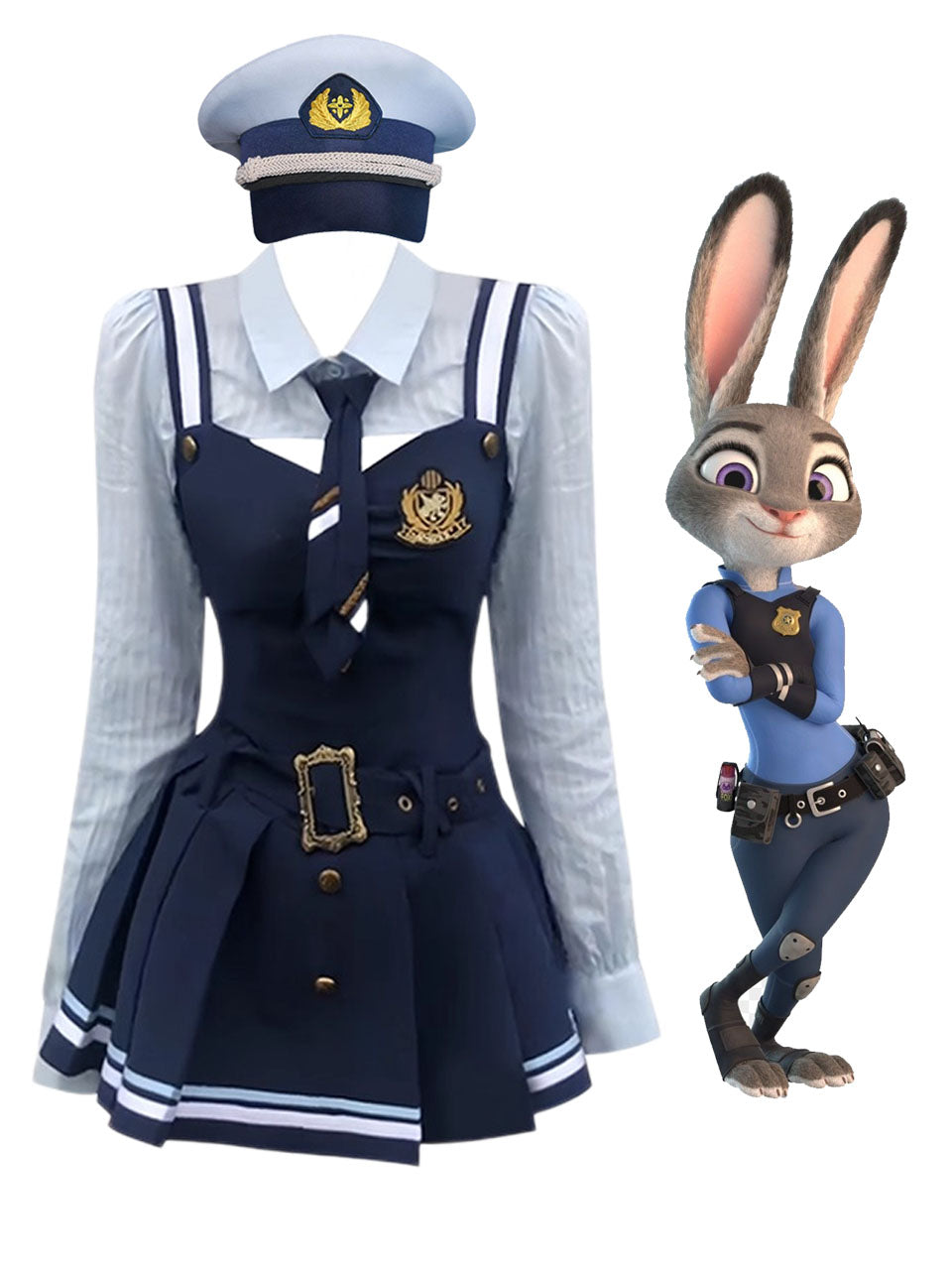 2PS Vintage Navy Dress and Hat Set Inspired by Zootopia‘s Judy Hopps