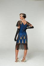 Load image into Gallery viewer, V Neck Sequined Beaded Tassels 1920S Gatsby Dress