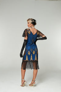 V Neck Sequined Beaded Tassels 1920S Gatsby Dress