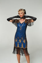 Load image into Gallery viewer, V Neck Sequined Beaded Tassels 1920S Gatsby Dress
