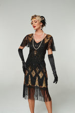Load image into Gallery viewer, V Neck Sequined Beaded Tassels 1920S Gatsby Dress