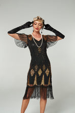 Load image into Gallery viewer, V Neck Sequined Beaded Tassels 1920S Gatsby Dress
