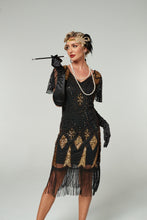 Load image into Gallery viewer, V Neck Sequined Beaded Tassels 1920S Gatsby Dress