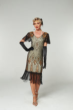 Load image into Gallery viewer, V Neck Sequined Beaded Tassels 1920S Gatsby Dress