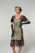 Load image into Gallery viewer, V Neck Sequined Beaded Tassels 1920S Gatsby Dress
