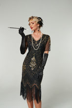 Load image into Gallery viewer, V Neck Sequined Beaded Tassels 1920S Gatsby Dress
