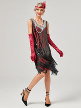 Load image into Gallery viewer, Deep V Neck Sequined Beaded Tassels 1920S Gatsby Dress