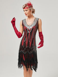 Deep V Neck Sequined Beaded Tassels 1920S Gatsby Dress