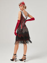 Load image into Gallery viewer, Deep V Neck Sequined Beaded Tassels 1920S Gatsby Dress