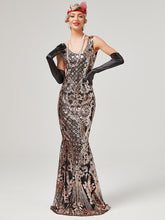 Load image into Gallery viewer, Gold 1920S Sequined Fringe Flapper Maxi Dress