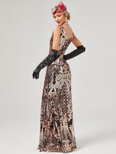 Load image into Gallery viewer, Gold 1920S Sequined Fringe Flapper Maxi Dress