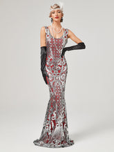 Load image into Gallery viewer, Gold 1920S Sequined Fringe Flapper Maxi Dress