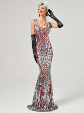 Load image into Gallery viewer, Gold 1920S Sequined Fringe Flapper Maxi Dress