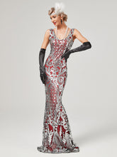 Load image into Gallery viewer, Gold 1920S Sequined Fringe Flapper Maxi Dress