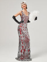 Load image into Gallery viewer, Gold 1920S Sequined Fringe Flapper Maxi Dress