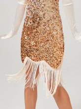 Load image into Gallery viewer, Pink V Neck Sequined Beaded Tassels 1920S Gatsby Dress