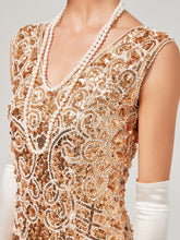Load image into Gallery viewer, Pink V Neck Sequined Beaded Tassels 1920S Gatsby Dress