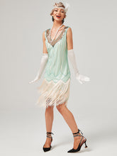 Load image into Gallery viewer, Deep V Neck Sequined Beaded Tassels 1920S Gatsby Dress