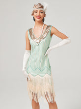 Load image into Gallery viewer, Deep V Neck Sequined Beaded Tassels 1920S Gatsby Dress