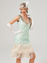 Load image into Gallery viewer, Deep V Neck Sequined Beaded Tassels 1920S Gatsby Dress