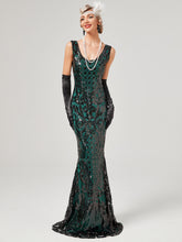Load image into Gallery viewer, Gold 1920S Sequined Fringe Flapper Maxi Dress