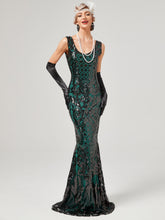 Load image into Gallery viewer, Gold 1920S Sequined Fringe Flapper Maxi Dress