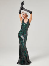 Load image into Gallery viewer, Gold 1920S Sequined Fringe Flapper Maxi Dress