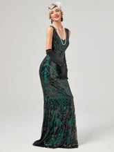 Load image into Gallery viewer, Gold 1920S Sequined Fringe Flapper Maxi Dress
