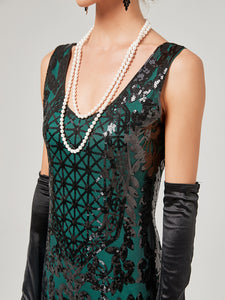 Gold 1920S Sequined Fringe Flapper Maxi Dress
