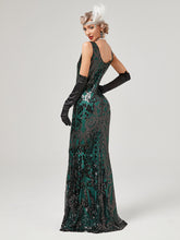 Load image into Gallery viewer, Gold 1920S Sequined Fringe Flapper Maxi Dress