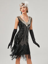 Load image into Gallery viewer, Deep V Neck Sequined Beaded Tassels 1920S Gatsby Dress