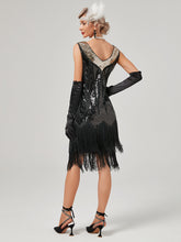 Load image into Gallery viewer, Deep V Neck Sequined Beaded Tassels 1920S Gatsby Dress