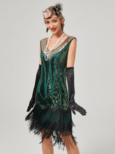 Load image into Gallery viewer, Deep V Neck Sequined Beaded Tassels 1920S Gatsby Dress