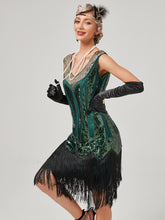 Load image into Gallery viewer, Deep V Neck Sequined Beaded Tassels 1920S Gatsby Dress