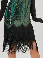 Load image into Gallery viewer, Deep V Neck Sequined Beaded Tassels 1920S Gatsby Dress