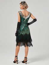 Load image into Gallery viewer, Deep V Neck Sequined Beaded Tassels 1920S Gatsby Dress