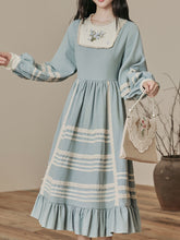 Load image into Gallery viewer, Edwardian Style Lace Blue Long Sleeve Vintage Dress