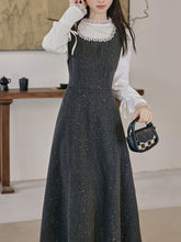 Load image into Gallery viewer, 2PS Vintage White Top and Grey Sequin Lace Dress Set