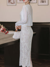 Load image into Gallery viewer, 2PS White Lace Spaghetti Strap 1950S Vintage Dress With Long Sleeve Cardigan