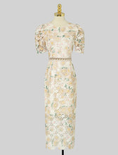 Load image into Gallery viewer, Pink Floral Embroidery Hollow Lace 1960S Vintage Dress