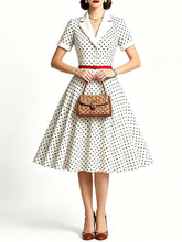 Load image into Gallery viewer, Women's Red 1950s Rockabilly Polka Dot Swing Dress