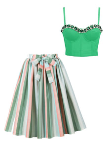 The Marvelous Mrs.Maisel Costume Dress Stripe Vintage Dress Set